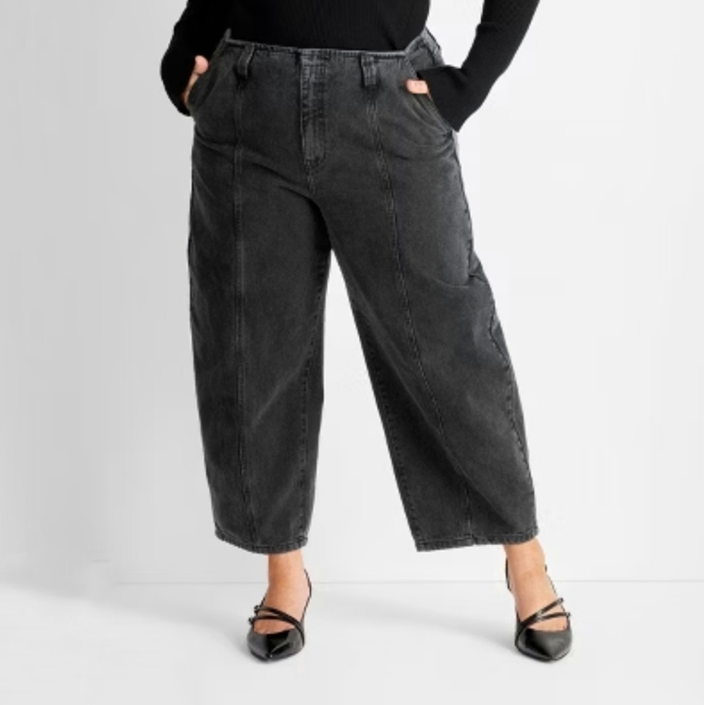 NWOT Future Collective Black Barrel Leg Jeans Size 22